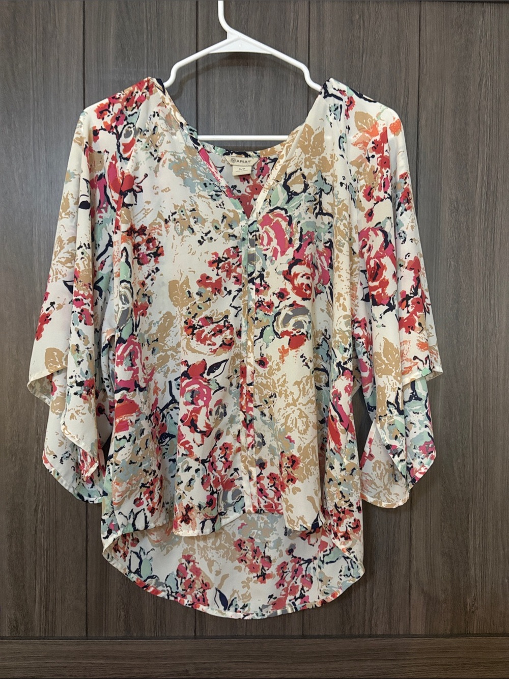 Ariat Floral Flutter Sleeve V-Neck Blouse